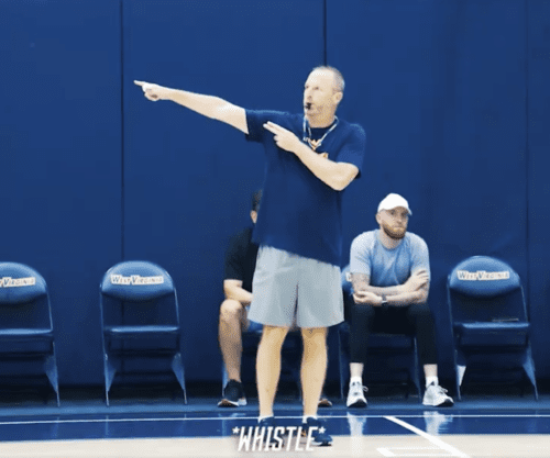 WVU Basketball HC Darian DeVries at practice